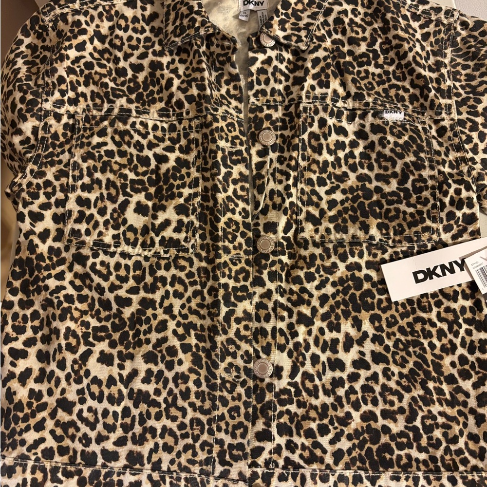 DKNY Animal Print Button-Up Jacket